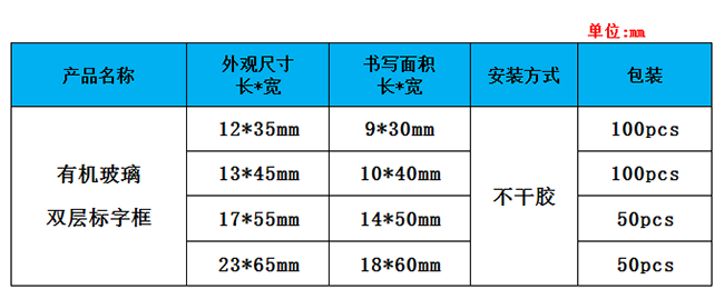 不干胶式有机玻离标字框参数表.png